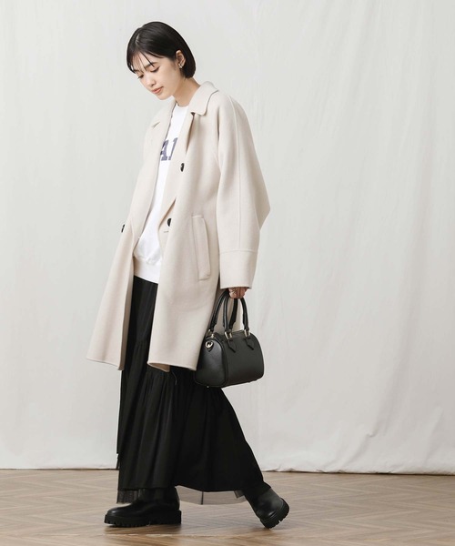 Gready Brilliant（グレディブリリアン）の「ビーバーリバーＰコート（ピーコート・レディース・ブラック/アイボリー・38）」の5枚目の写真