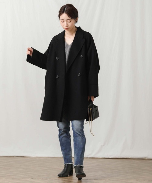 Gready Brilliant（グレディブリリアン）の「ビーバーリバーＰコート（ピーコート・レディース・ブラック/アイボリー・38）」の20枚目の写真