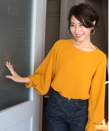 落ちポワン袖女っぽさブラウスきれいめオフィスカジュアル
