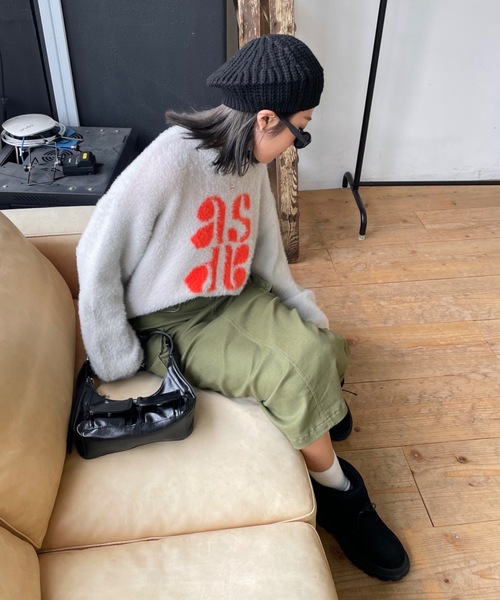 SHAGGIE（シャギー）の「ざっくり編みニットベレー帽（ハンチング/ベレー帽・レディース・ブラック/グレー/ナチュラル・FREE）」の9枚目の写真