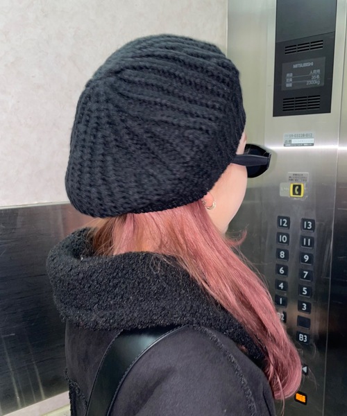 SHAGGIE（シャギー）の「ざっくり編みニットベレー帽（ハンチング/ベレー帽・レディース・ブラック/グレー/ナチュラル・FREE）」の6枚目の写真