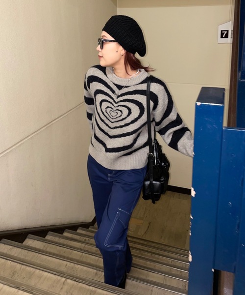 SHAGGIE（シャギー）の「ざっくり編みニットベレー帽（ハンチング/ベレー帽・レディース・ブラック/グレー/ナチュラル・FREE）」の5枚目の写真