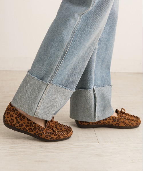 セール】レオパード柄 フラットシューズ（モカシン/デッキシューズ