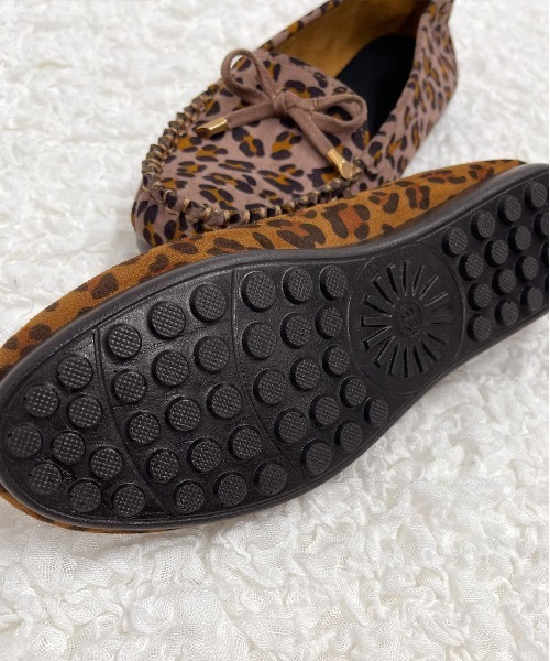 セール】レオパード柄 フラットシューズ（モカシン/デッキシューズ