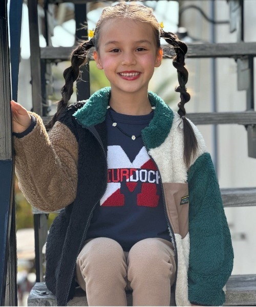 BIG FIELD(ビッグフィールド)の「ボアフリースクレイジージャケット(90~150cm)(その他アウター・キッズ・グレー/オフホワイト・150/90/100/110/120/130/140)」の6枚目の写真