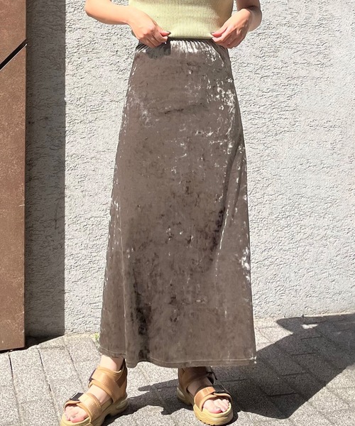 LIENCOEUR(リアンクール)の「ベロアロングスカート(スカート・レディース・ブラウン/カーキ/ベージュ/ブラック・FREE)」の20枚目の写真