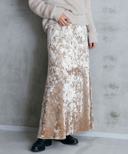 LIENCOEUR(リアンクール)の「ベロアロングスカート(スカート・レディース・ブラウン/カーキ/ベージュ/ブラック・FREE)」の21枚目の写真