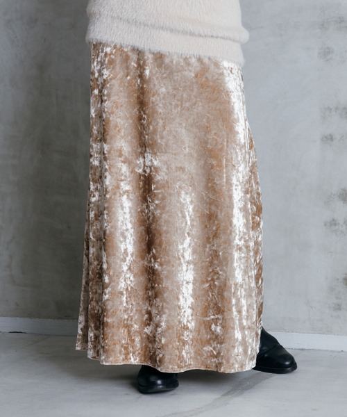 LIENCOEUR(リアンクール)の「ベロアロングスカート(スカート・レディース・ブラウン/カーキ/ベージュ/ブラック・FREE)」の22枚目の写真