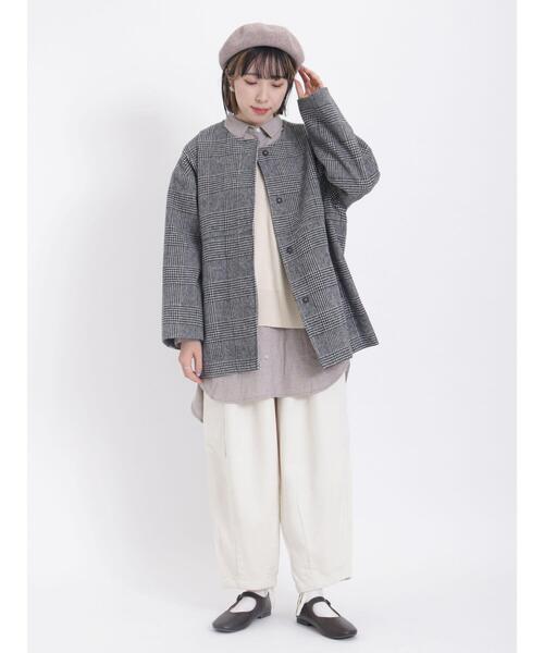 Samansa Mos2（サマンサ モスモス）の「グレンチェック切替ショートコート（その他アウター・レディース・ブラック・F）」の6枚目の写真