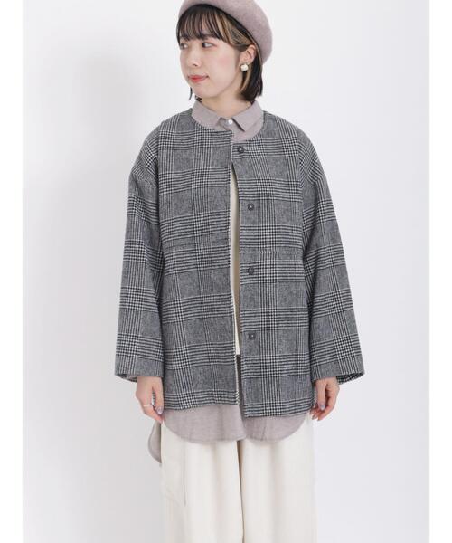 Samansa Mos2（サマンサ モスモス）の「グレンチェック切替ショートコート（その他アウター・レディース・ブラック・F）」の8枚目の写真