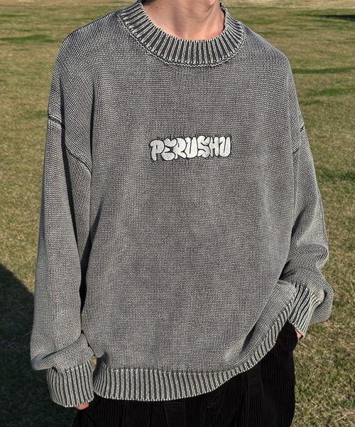 Perushu(ペルーシュ)の「ビンテージライクストーンウォッシュニット(ニット/セーター・メンズ・スモークグレー/ネイビー/ライトパープル・MEDIUM/LARGE)」の19枚目の写真