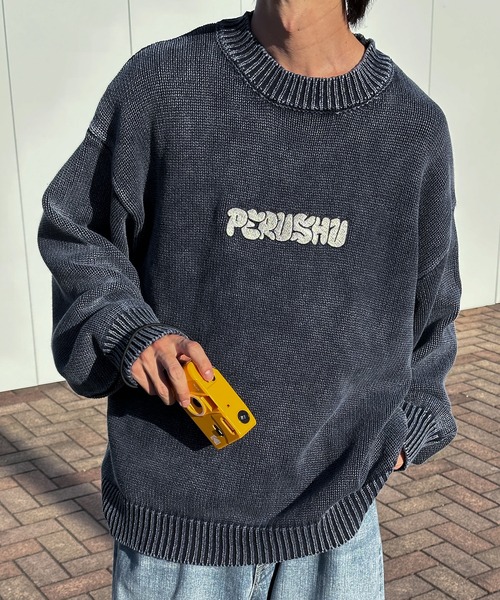Perushu(ペルーシュ)の「ビンテージライクストーンウォッシュニット(ニット/セーター・メンズ・スモークグレー/ネイビー/ライトパープル・MEDIUM/LARGE)」の15枚目の写真