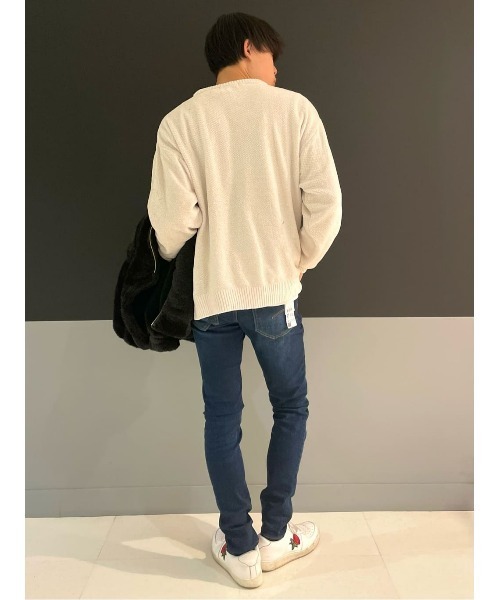 Right-on（ライトオン）の「ケーブル編みニットレイヤード（ニット/セーター・メンズ・オフホワイト/イエロー/ダークグレー・M/L/XL）」の5枚目の写真