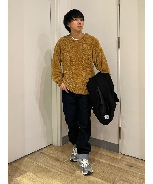 Right-on（ライトオン）の「ケーブル編みニットレイヤード（ニット/セーター・メンズ・オフホワイト/イエロー/ダークグレー・M/L/XL）」の21枚目の写真