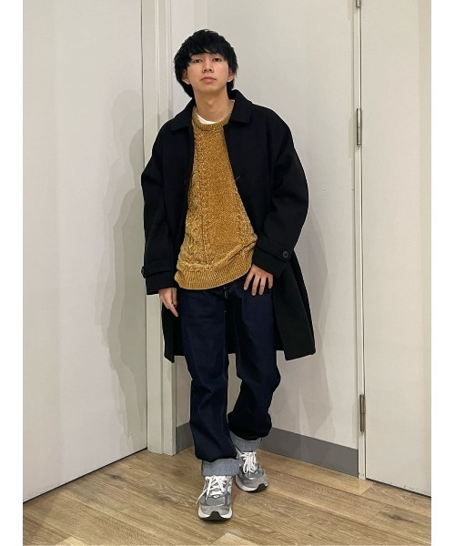 Right-on（ライトオン）の「ケーブル編みニットレイヤード（ニット/セーター・メンズ・オフホワイト/イエロー/ダークグレー・M/L/XL）」の22枚目の写真