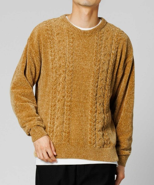 Right-on（ライトオン）の「ケーブル編みニットレイヤード（ニット/セーター・メンズ・オフホワイト/イエロー/ダークグレー・M/L/XL）」の17枚目の写真