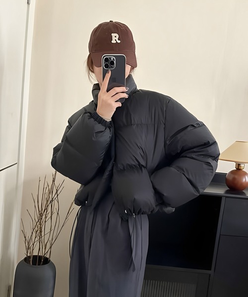 Chaco closet（チャコ クローゼット）の「ショート丈中綿エコダウンジャケット（ダウンジャケット/コート・レディース・イエロー/パープル/ベージュ/ブルー/ピンク/アイボリー/ブラック・FREE）」の14枚目の写真