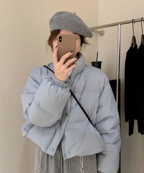 Chaco closet（チャコ クローゼット）の「ショート丈中綿エコダウンジャケット（ダウンジャケット/コート・レディース・イエロー/パープル/ベージュ/ブルー/ピンク/アイボリー/ブラック・FREE）」の21枚目の写真