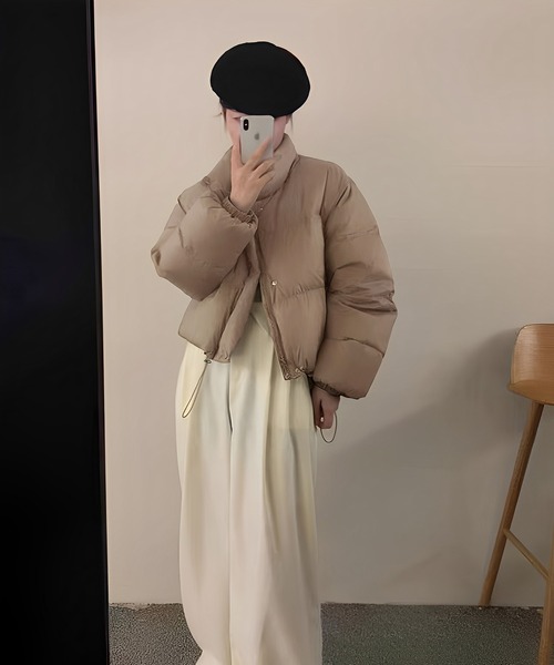 Chaco closet（チャコ クローゼット）の「ショート丈中綿エコダウンジャケット（ダウンジャケット/コート・レディース・イエロー/パープル/ベージュ/ブルー/ピンク/アイボリー/ブラック・FREE）」の18枚目の写真