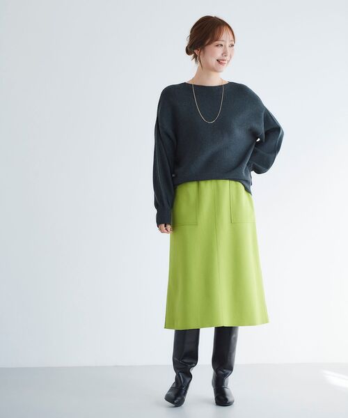 le.coeur blanc(ルクールブラン)の「ジャージーメルトントラペーズスカート(スカート・レディース・ネイビー/ベージュ/ライトグリーン・38/36)」の12枚目の写真