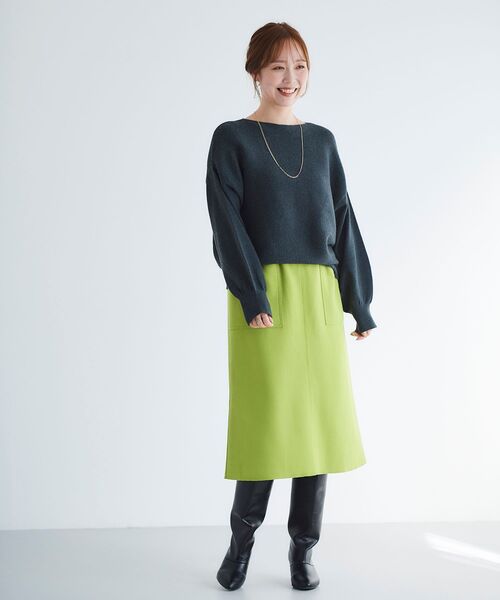 le.coeur blanc(ルクールブラン)の「ジャージーメルトントラペーズスカート(スカート・レディース・ネイビー/ベージュ/ライトグリーン・38/36)」の13枚目の写真