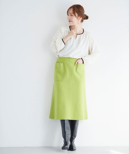 le.coeur blanc(ルクールブラン)の「ジャージーメルトントラペーズスカート(スカート・レディース・ネイビー/ベージュ/ライトグリーン・38/36)」の15枚目の写真