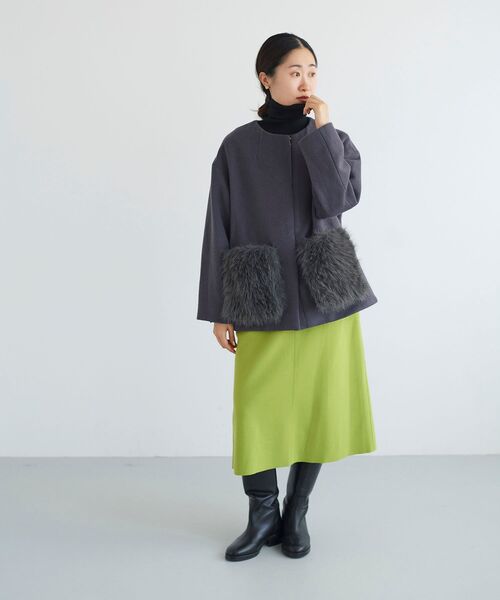 le.coeur blanc(ルクールブラン)の「ジャージーメルトントラペーズスカート(スカート・レディース・ネイビー/ベージュ/ライトグリーン・38/36)」の21枚目の写真