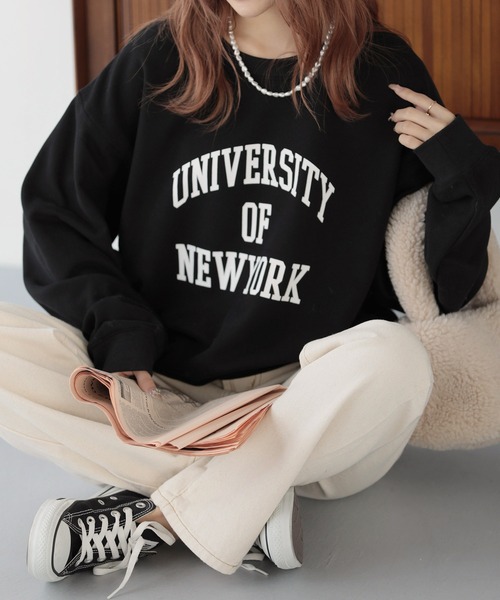 カレッジロゴオーバーサイズスウェットプルオーバー（スウェット）｜nouvellemoi（ヌーベルモイ）