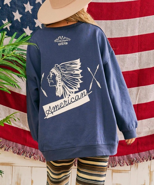 anap mimpi（アナップミンピ）の「インディアンプリント 裏起毛 スウェット トレーナー（スウェット・レディース・グレー/ネイビー/ベージュ系その他・FREE）」の3枚目の写真