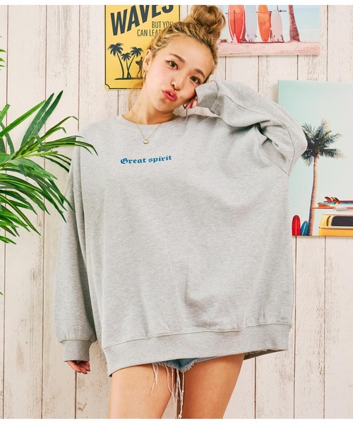 anap mimpi（アナップミンピ）の「インディアンプリント 裏起毛 スウェット トレーナー（スウェット・レディース・グレー/ネイビー/ベージュ系その他・FREE）」の4枚目の写真