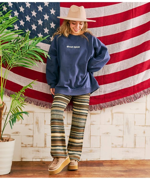 anap mimpi（アナップミンピ）の「インディアンプリント 裏起毛 スウェット トレーナー（スウェット・レディース・グレー/ネイビー/ベージュ系その他・FREE）」の17枚目の写真