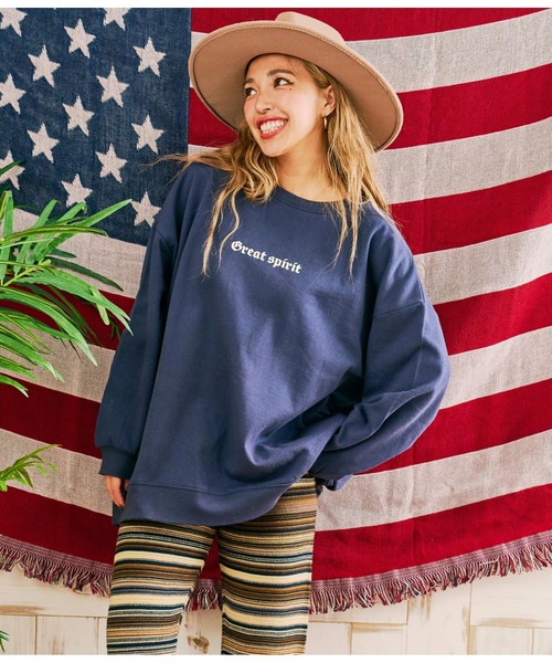 anap mimpi（アナップミンピ）の「インディアンプリント 裏起毛 スウェット トレーナー（スウェット・レディース・グレー/ネイビー/ベージュ系その他・FREE）」の16枚目の写真