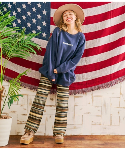 anap mimpi（アナップミンピ）の「インディアンプリント 裏起毛 スウェット トレーナー（スウェット・レディース・グレー/ネイビー/ベージュ系その他・FREE）」の19枚目の写真