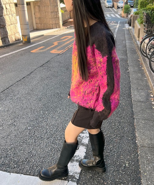 Jewelobe(ジュエローブ)の「モヘアタッチグラデーションモザイクジャガードニット(ニット/セーター・レディース・ピンク/グレー・FREE)」の7枚目の写真