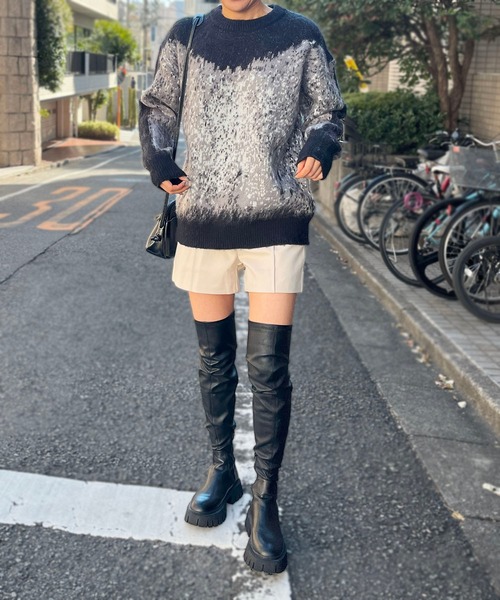 Jewelobe(ジュエローブ)の「モヘアタッチグラデーションモザイクジャガードニット(ニット/セーター・レディース・ピンク/グレー・FREE)」の9枚目の写真