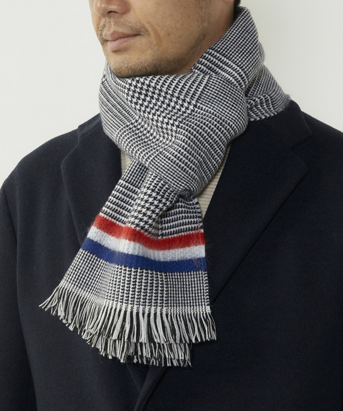 MEN'S MELROSE（メンズメルローズ）の「グレンチェックトリコマフラー（マフラー・メンズ・グレー/ネイビー・9）」の9枚目の写真