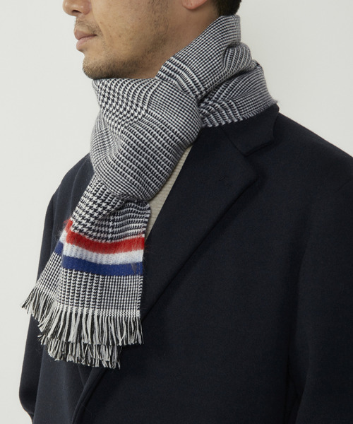 MEN'S MELROSE（メンズメルローズ）の「グレンチェックトリコマフラー（マフラー・メンズ・グレー/ネイビー・9）」の10枚目の写真