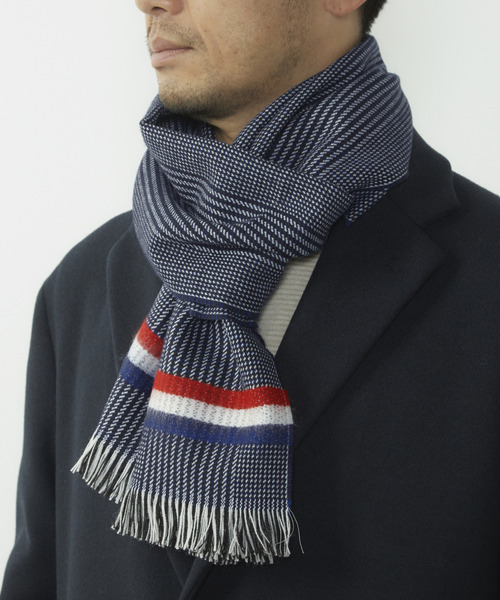 MEN'S MELROSE（メンズメルローズ）の「グレンチェックトリコマフラー（マフラー・メンズ・グレー/ネイビー・9）」の14枚目の写真