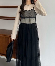 callautia（カラウティア）の「チュールフリルティアードキャミワンピース（ワンピース）」