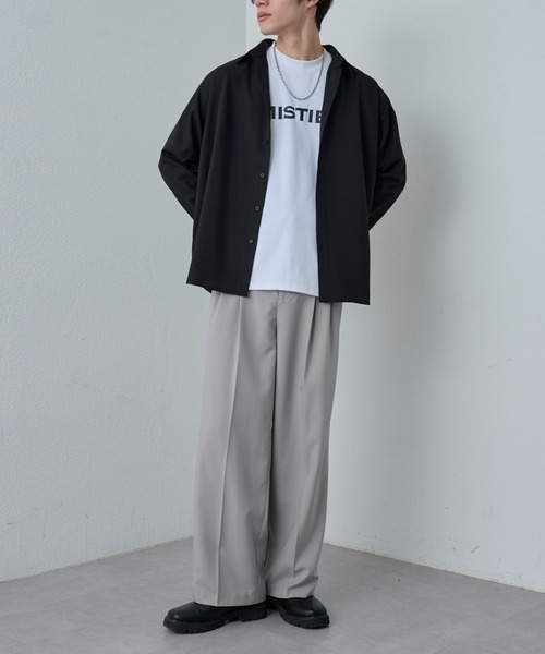 BALENCIAGA〈2タックワイドスラックス 80s 90s ポリ 日本製〉 BALENCIAGA〈2タックワイドスラックス 80s 90s ポリ 日本製