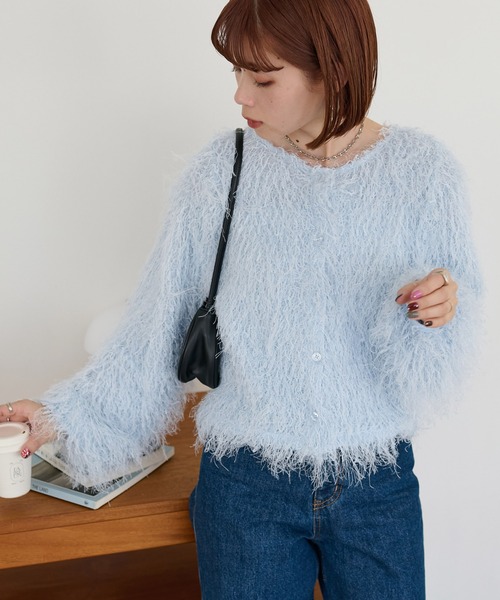 DISCOAT（ディスコート）の「≪前後２WAY≫フリンジカーディガン《WEB限定カラーあり》（カーディガン/ボレロ・レディース・ベージュ/ブルー/サックスブルー/アイボリー・FREE）」の9枚目の写真