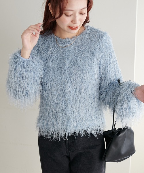 DISCOAT（ディスコート）の「≪前後２WAY≫フリンジカーディガン《WEB限定カラーあり》（カーディガン/ボレロ・レディース・ベージュ/ブルー/サックスブルー/アイボリー・FREE）」の19枚目の写真