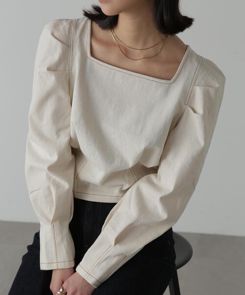 FREE'S MART(フリーズマート)の「◇スクエアネックボリュームスリーブ長袖ブラウス(シャツ/ブラウス・レディース・ブラック系その他/ホワイト系その他/グリーン系その他3/ブラック系その他2・FREE)」の21枚目の写真