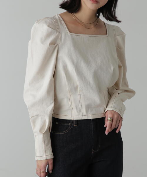 FREE'S MART(フリーズマート)の「◇スクエアネックボリュームスリーブ長袖ブラウス(シャツ/ブラウス・レディース・ブラック系その他/ホワイト系その他/グリーン系その他3/ブラック系その他2・FREE)」の22枚目の写真