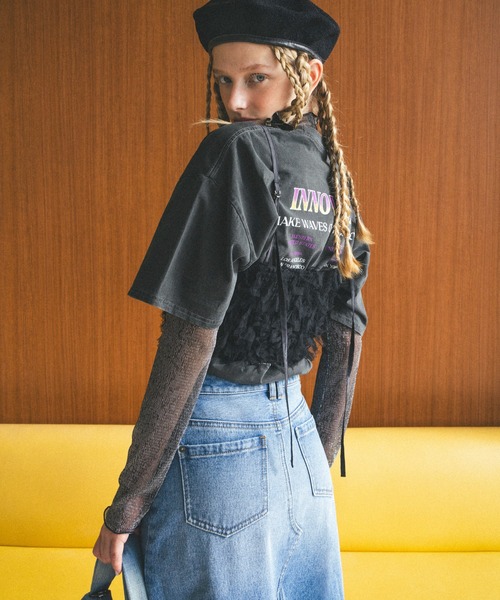 VIS(ビス)の「【STAYC/YOON着用】リボンテープビスチェ(キャミソール・レディース・ブラック/キナリ・FREE)」の9枚目の写真