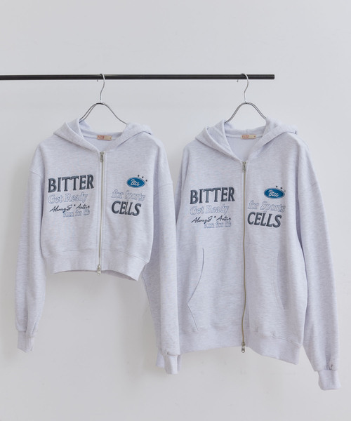 VIS（ビス）の「【BITTER CELLS】Wジップショート丈ロゴ刺繍パーカー（スウェット・レディース・ブラック/ライトグレー・FREE）」の12枚目の写真