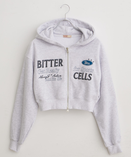 VIS（ビス）の「【BITTER CELLS】Wジップショート丈ロゴ刺繍パーカー（スウェット・レディース・ブラック/ライトグレー・FREE）」の13枚目の写真