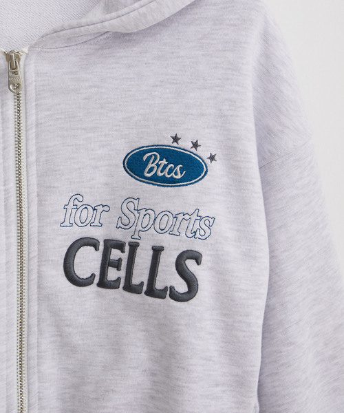 VIS（ビス）の「【BITTER CELLS】Wジップショート丈ロゴ刺繍パーカー（スウェット・レディース・ブラック/ライトグレー・FREE）」の4枚目の写真