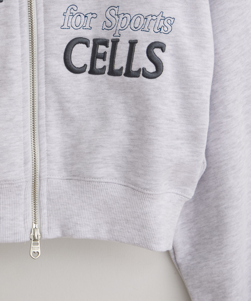 VIS（ビス）の「【BITTER CELLS】Wジップショート丈ロゴ刺繍パーカー（スウェット・レディース・ブラック/ライトグレー・FREE）」の6枚目の写真