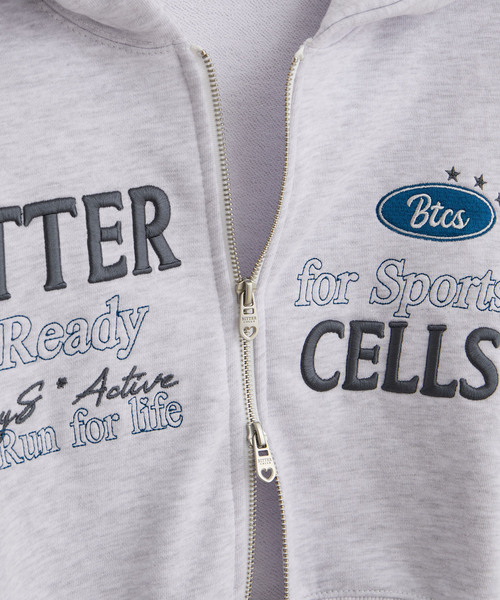 VIS（ビス）の「【BITTER CELLS】Wジップショート丈ロゴ刺繍パーカー（スウェット・レディース・ブラック/ライトグレー・FREE）」の8枚目の写真